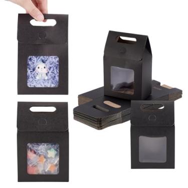 Imagem de GOMAKERER 28 peças de sacos de presente de papel, caixas de presente pretas sacos de papel com janela transparente, sacos reutilizáveis para o dia das mães, festa de casamento, aniversário, chá de