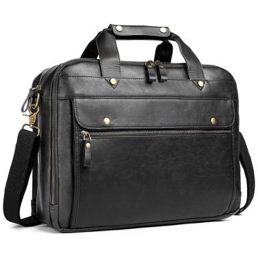 Imagem de Bolsa, Pasta de Couro Impermeável para Laptop, BOSIDU, Preto