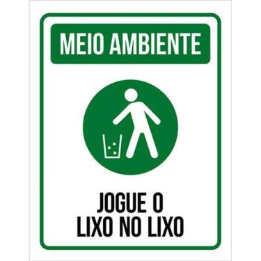 Imagem de Kit 3 Placas Meio Ambiente Jogue Lixo No Lixo