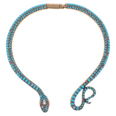 Imagem de Colar vintage de cobra de camada única turquesa gargantilha colar pingente corrente acessórios de verão praia presentes de festa