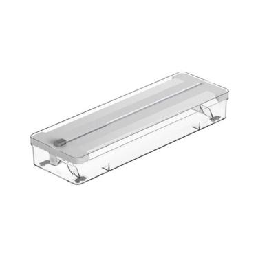 Imagem de Porta Rolo Duplo Organizador Cortador Papel Alumínio Branco - OU