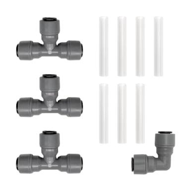 Imagem de Kit de placa de gás de 8 mm com 4 saídas - Plástico de qualidade alimentar, tês, cotovelo, tubo rígido - Ideal para fabricação de cerveja caseira e reguladores em linha