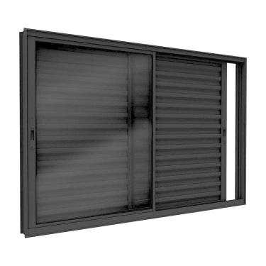 Imagem de Janela Veneziana de Aluminio de Correr Lateral 100x150cm Lucasa Ideale Preto