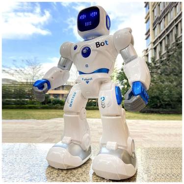 Imagem de Brinquedo Robô Educativo Inteligente Eletrônico e Recarregável para Crianças 3 Anos ou Mais, RUKO Ru4413, Branco