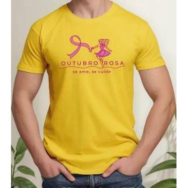 Imagem de Camiseta Camisa Feminina Masculina Algodão Campanha Outubro Rosa Preve