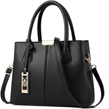 Imagem de Bolsa Feminina Média Tote Com Alça Transversal Bolso Externo (PRETO)