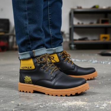 Imagem de Bota botina Masculina Haymax Em Sintético Cano Alto, Preto, 42