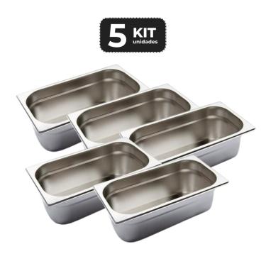 Imagem de Kit 5 Cuba Sem Alca Inox 1/3 Gn 100 Para Buffet