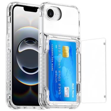Imagem de SORAKA Capa transparente para iPhone 16e com porta-cartões,capa protetora 2 em 1 em acrílico transparente e TPU macio