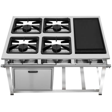 Imagem de Fogão Industrial 4 Bocas com Chapa AP P5 com Forno Leona