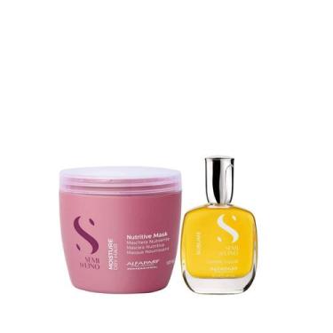 Imagem de Kit Alfaparf Semi Di Lino Moisture - Máscara 500ml + Cristalli 50ml