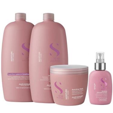 Imagem de Kit Alfaparf Semi Di Lino Moisture - Shampoo 1L + Leave in Condicionad