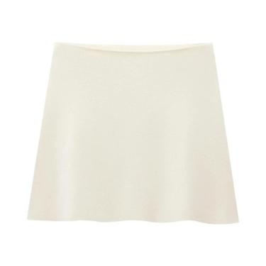 Imagem de Conjunto De Cardigan De Malha Cropped E Saia Mini Feminino Com Botões 