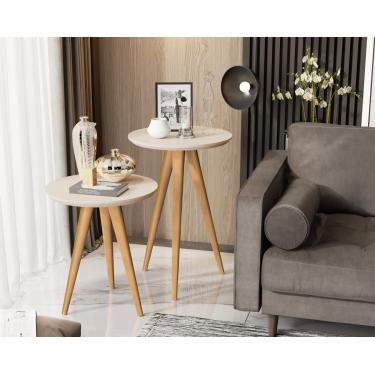 Imagem de Conjunto 2 mesas retrô pés palito duda california off white - Comprar Moveis Em Casa