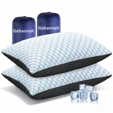 Imagem de Gehannah Almofada de viagem – Almofada de acampamento compressível para dormir, almofada de espuma viscoelástica desfiada com bolsa de armazenamento compacta de suporte (cinza, grande (pacote com 2))