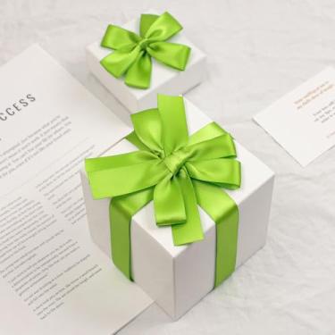 Imagem de Fita de cetim verde claro dupla face, fita de poliéster de 2,5 cm x 50 metros para embalagem de presente, artesanato, fabricação de laços, costura, buquê de flores, decoração de festa de casamento