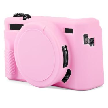 Imagem de Capa de câmera para câmera digital Canon Powershot G7X Mark II, silicone com capa de lente removível, capa protetora macia, resistente a arranhões, acessórios finos (rosa)