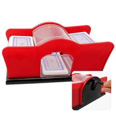 Imagem de Evelots Baralho de cartas – 2 baralhos de suporte de cartão, sistema de manivela fácil, máquina de embaralhar cartões, embaralhador de cartas de cassino para Blackjack/Poker/Texas Hold Em – casa, viagem, negócios