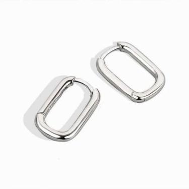 Imagem de Brincos elípticos de linha geométrica, brinco de argola em forma de U, minimalista, cobre vintage (prata)