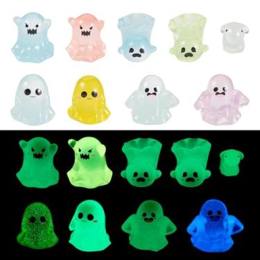 Imagem de Miniatura de resina luminosa de Halloween, 30 peças, que brilham no escuro, bonecos de fantasmas minúsculos para casa de fadas, jardim, micro paisagismo, vasos de decoração de festa em casa faça você