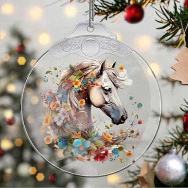 Imagem de Enfeites de Natal para pendurar em cristal de cavalo, enfeites de árvore de Natal feitos à mão, decoração de carro e casa - presentes de Natal, decoração de artesanato em acrílico, ideias de troca de