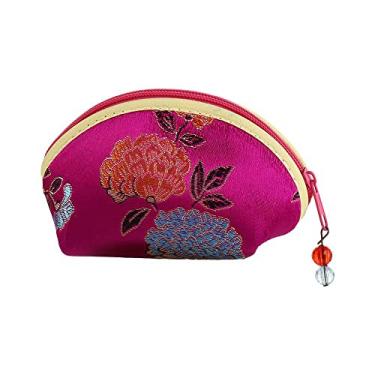 Imagem de Bolsa de armazenamento multifuncional multifuncional estojo de joias portátil para colares, bolsa de presente de nuvem auspiciosa (rosa vermelha)