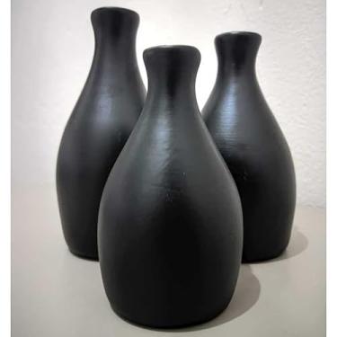 Imagem de Kit Trio 3 Vaso Decorativo Garrafa Kit DecoraçãO CerâMica Sala Mesa Cozinha Banheiro Jarros Decorativos Para Sala(PRETO)