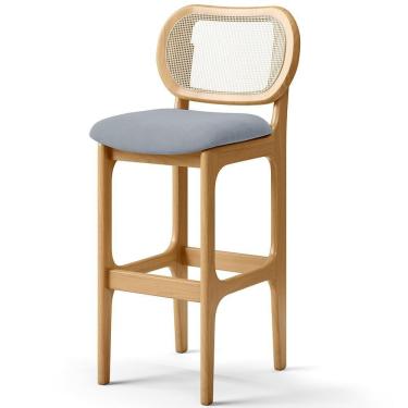 Imagem de Banqueta Alta Para Cozinha Bancada Sala Tela Betta Fixa L02 Suede Cinza - Lyam