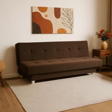 Imagem de Sofá Cama 3 Lugares Xangai 1,94m Veludo Suede Marrom