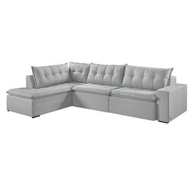 Imagem de Sofá Retratil Com Chaise Esquerda Titan 7 Lugares 3,56M Tecido Linho -