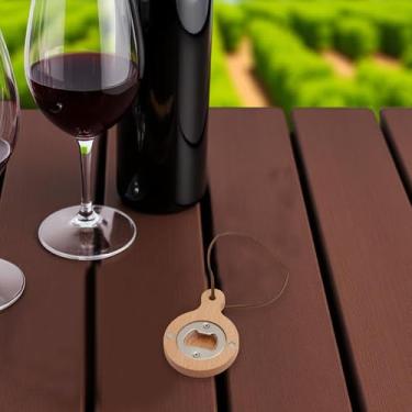 Imagem de Generic 1 peça abridor de garrafas magnético cão vestido como pirata abridor de garrafas madeira de faia alça redonda ímã madeira marrom claro 6 x 8,5 x 1,2 cm