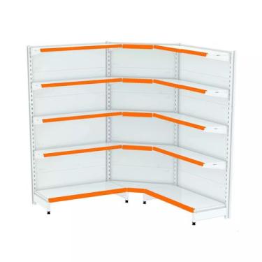 Imagem de Gondola Parede 170 Fit Ate 2 Metros 1 Canto Branco 15b Pe Laranja - AM