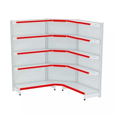 Imagem de Gondola Parede 170 Fit Ate 2 Metros 1 Canto Branco 15b Pe Vermelho - A