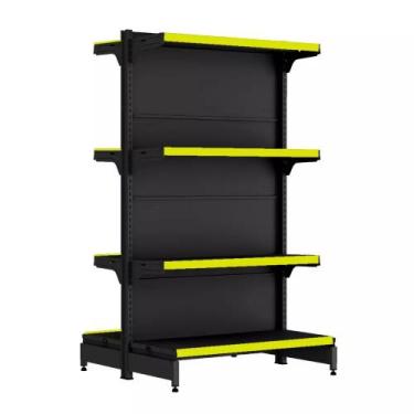 Imagem de Gondola Centro 137 FIT Inicial Preto 8 Bandeja Pe Amarelo - AMAPÁ