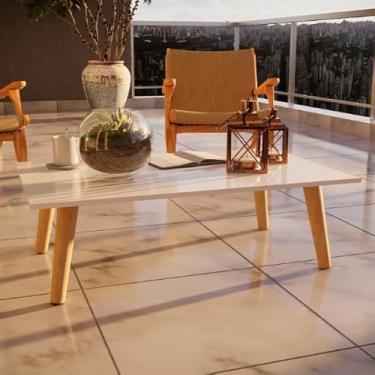 Imagem de Mesinha De Centro Retangular 80X42 Mesa Lateral Moderna Para Sala Pé Palito em Madeira Mdf (off white)