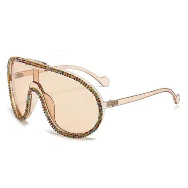 Imagem de HCPIHF Óculos de sol femininos de luxo, armação grande retrô, óculos de sol da moda para mulheres (marrom-marrom)