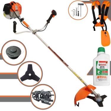 Imagem de Roçadeira Profissional Lateral Vulcan Vr620h À Gasolina 2t 62cc 3hp + Óleo Castrol Stihl 500ml + Enxada Rotativa Durali