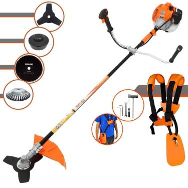 Imagem de Roçadeira Profissional Lateral Vulcan Vr520h À Gasolina 52cc 2,5hp 2t + Faca 80 Dentes Duraline 255mm 1,5mm + Escova Ro