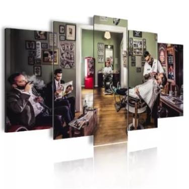 Imagem de Kit quadro decorativo 5 peças 95x60cm Mosaico Barbearia