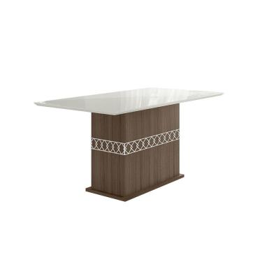 Imagem de Mesa de Jantar 6 Lugares Tampo com Vidro Lagos Amendoa Off-White