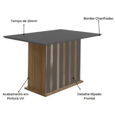 Imagem de Mesa de Jantar 4 Lugares Xangai Carvalho Grafite