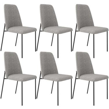 Imagem de Kit 06 Cadeiras Decorativa Estofada Para Sala De Jantar Bella L02 Linho Cinza Escuro - Lyam Decor