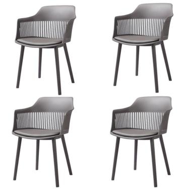 Imagem de Kit 4 Cadeiras Marcela Rivatti Almofada Em Pu Polipropileno Cinza