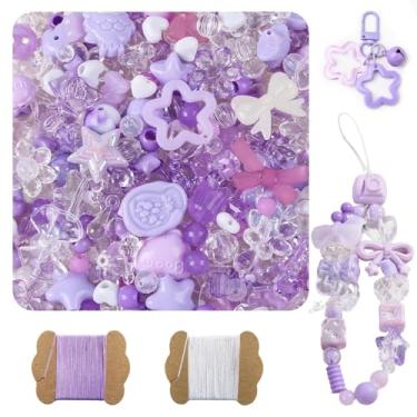 Imagem de Contas de acrílico sortidas de 500 g, 600 a 760 peças, contas fofas para fazer joias, 10 m, 0,8 mm, tira de nylon, flor, estrela, urso, arco, estética kawaii, berloques para pulseira, colar faça você