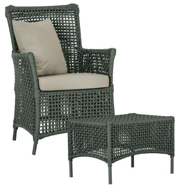 Imagem de Poltrona E Mesa Igapó Em Alumínio Preta Corda Náutica E7 Verde