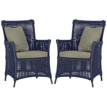 Imagem de Poltronas Igapó Alumínio Pintura Preta Corda Náutica E8 Azul