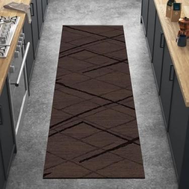 Imagem de Tapetes Para Corredor Verde, Lavável Antiderrapante 120x160cm Patchwork Runners Mat Non Slip Runner Tapetes Para Cozinha Quarto Porta Escada, Brown, 40x250CM