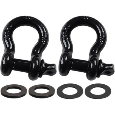 Imagem de 2 Pack D Ring Manilhas 8t Resistência à Ruptura Com Pino De Parafuso, Kit De Arruelas Isoladoras De Manilha Para Guincho De Correia De Reboque Recuperação De Veículo Off Road, Black