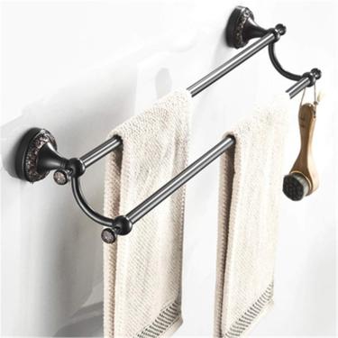 Imagem de Acessórios De Banheiro Antigos Esculpidos Suporte De Escova De Vaso Sanitário Conjuntos De Hardware De Banho De Latão Sólido Saboneteira Retrô Preta Banyo Aksesuarlari, Towel Bar