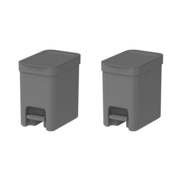 Imagem de Kit Lixeira Pedal 2 Peças Trium Ou Banheiro Lavabo 6 Litros